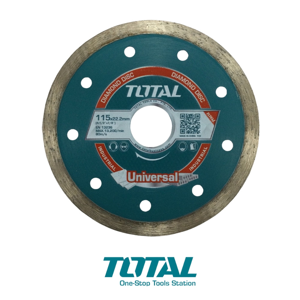 DISCO DE DIAMANTE LISO 4-1/2'' 115X22mm CORTE HUMEDO TOTAL TAC2121151