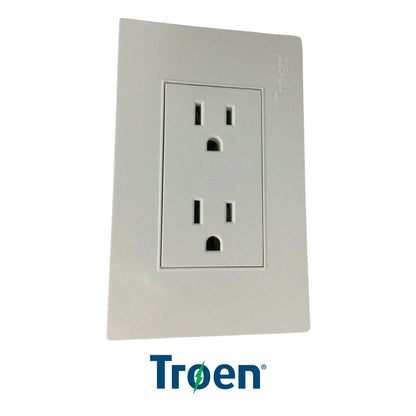TOMACORRIENTE DOBLE BLANCO CON TIERRA 15A/125V