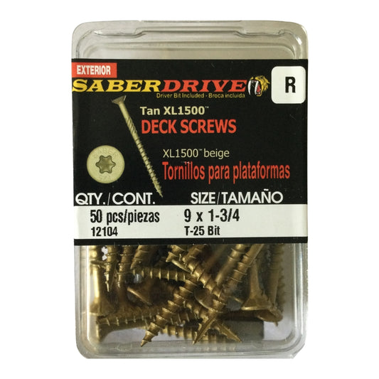 TORNILLO PARA MADERA CABEZA TORX COLOR LATON XL 1500 #9 x 1-3/4 PULGADAS