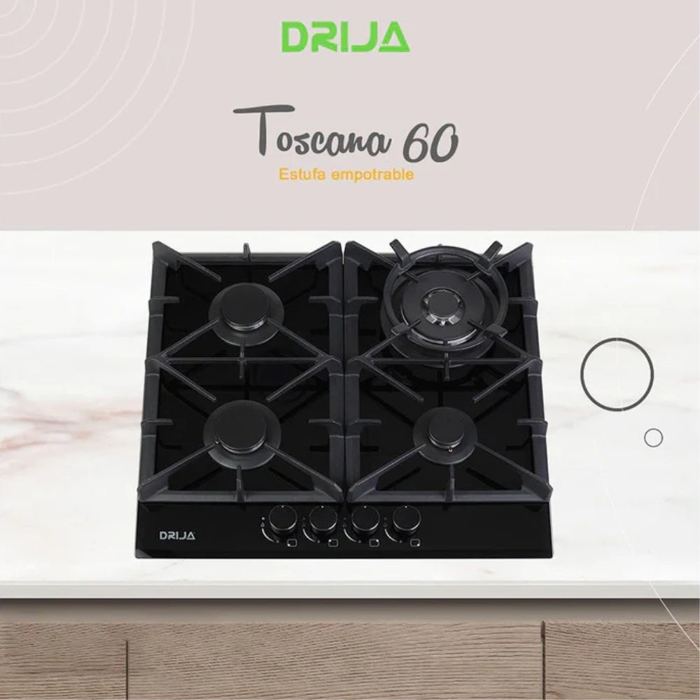 ESTUFA A GAS VITRO-CERAMICA 58.4 CM, 4 QUEMADORES ITALIANO (TOSCANA 60)