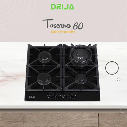 ESTUFA A GAS VITRO-CERAMICA 58.4 CM, 4 QUEMADORES ITALIANO (TOSCANA 60)