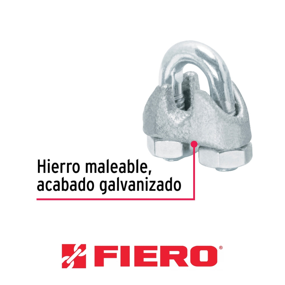 GRAPA PARA CABLE DE ACERO 3/16" FIERO (2 PIEZAS)