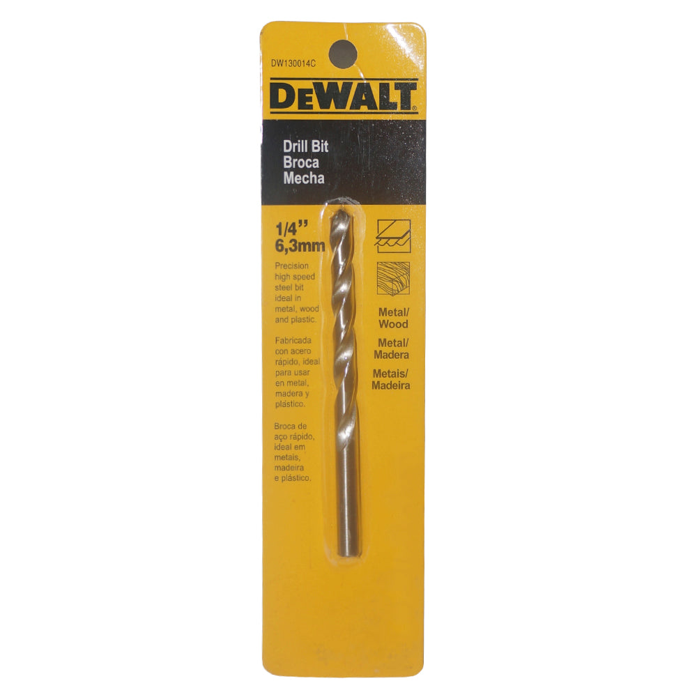 BROCA PARA METAL 1/4 PULGADAS  HSS DW130014C DEWALT
