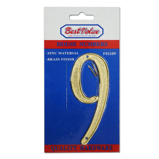 NUMERO PARA PUERTA  PULGADAS 9 PULGADAS  DORADO BEST VALUE