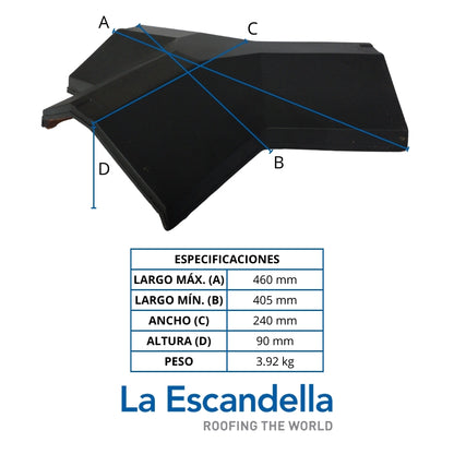 CUMBRERA  PLANUM ANGULAR A 3 AGUAS PIZARRA KLINKER ESCANDELLA Q123PK