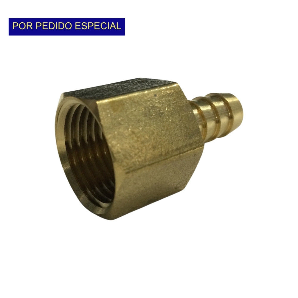 CONECTOR HEMBRA PARA MANGUERA GAS CON ESPIGA 3/8 PULGADASX1/2 PULGADAS