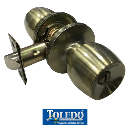 CERRADURA DE  POMO MALAGA BOTON BRONCE ANTIGUO TOLEDO