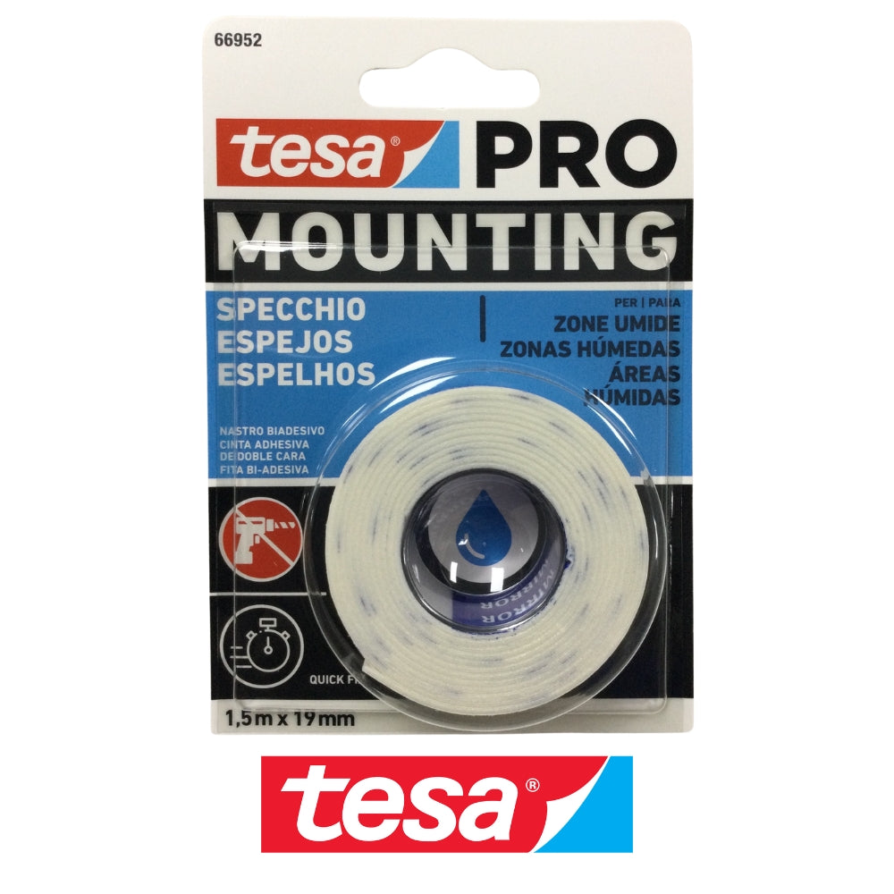 CINTA ADHESIVA DOBLE CARA PARA MONTAR ESPEJOS TESA PRO BLISTER 1.5M X 19MM  TES 669520-301