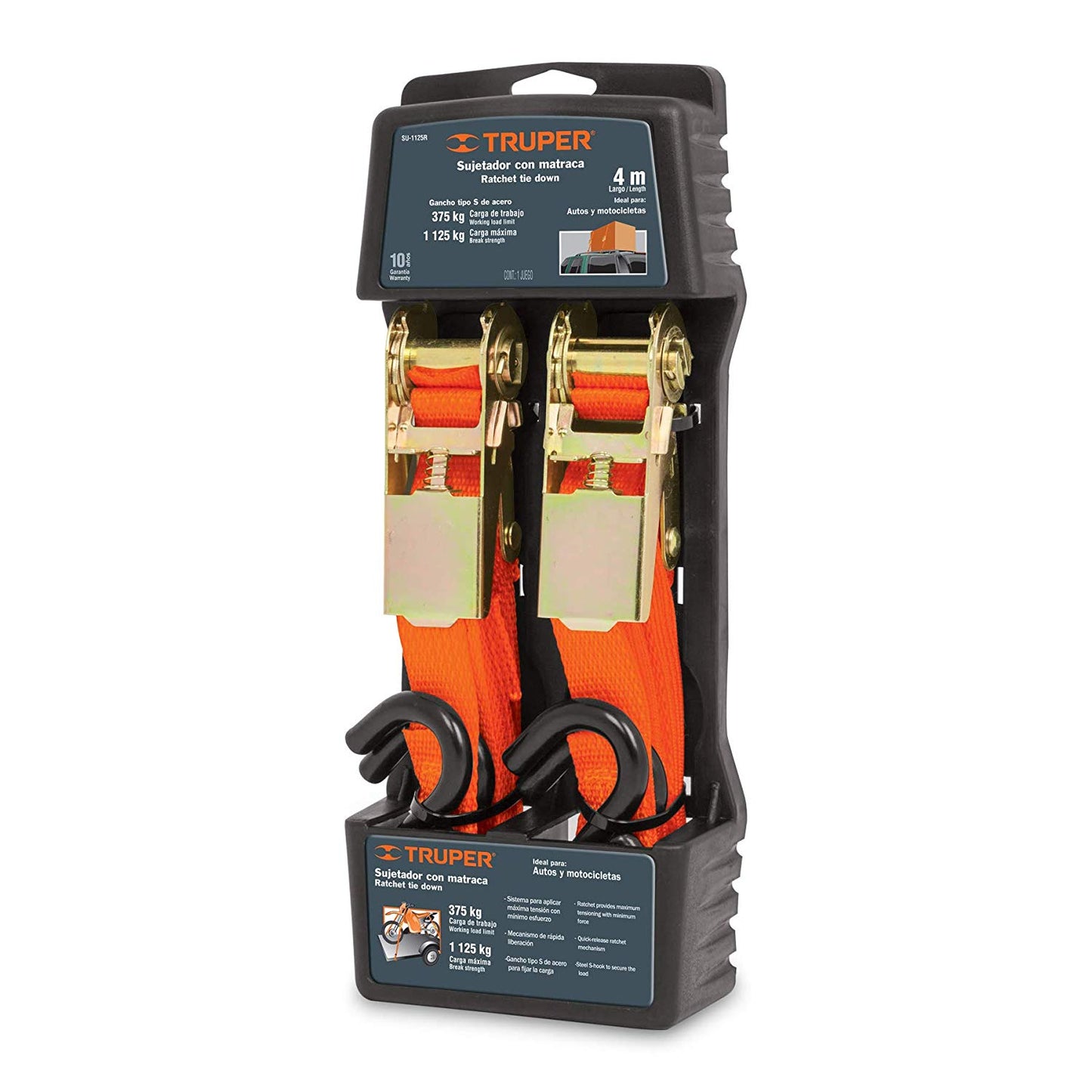 ESLINGA CON RATCHET  25MM X 4M 1125 KG (2475 LB) 2 PIEZAS