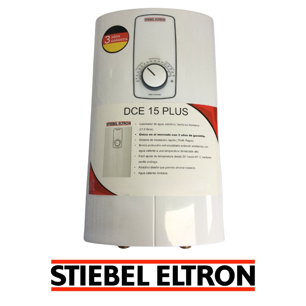 CALENTADOR DE AGUA ELECTRICO 21.6 LITROS 3 SENSORES CONTROL INTELIGENTE DCE 15 PLUS STIEBEL ELTRON