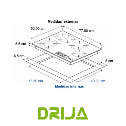 ESTUFA DE VITRO-CERAMICA SENSOR DE CONTROL TACTIL. 4 QUEMADORES ELECTRICOS EGO (ALEMANIA 76 ELECTRICO)
