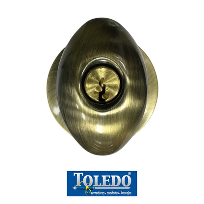 CERRADURA TOLEDO SANTIAGO LLAVE / BOTON BRONCE ANTIGUO