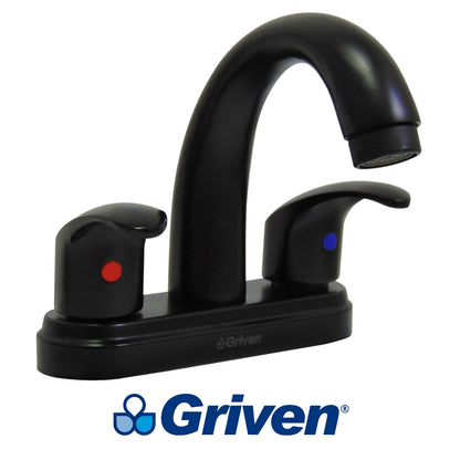 LLAVE DOBLE DE LAVAMANOS CUELLO CURVO NEGRO GRIVEN GV-BF-1
