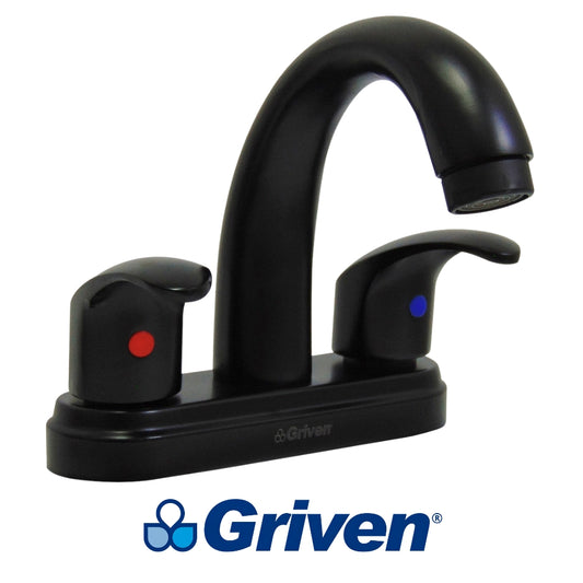 LLAVE DOBLE DE LAVAMANOS CUELLO CURVO NEGRO GRIVEN GV-BF-1