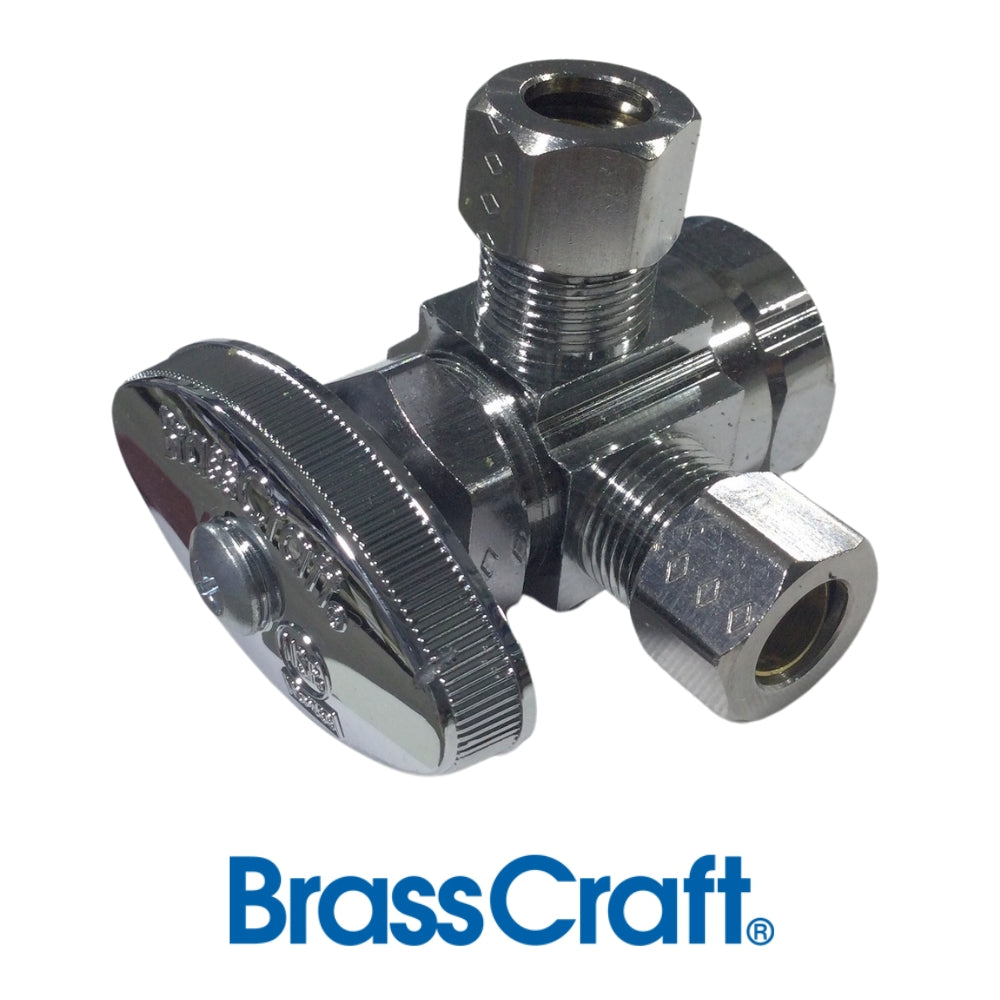 LLAVE DE ANGULO DOBLE 3/8 PULGADASX1/2 PULGADASX3/8 PULGADAS CROMADA R1701LRC1 BRASSCRAFT