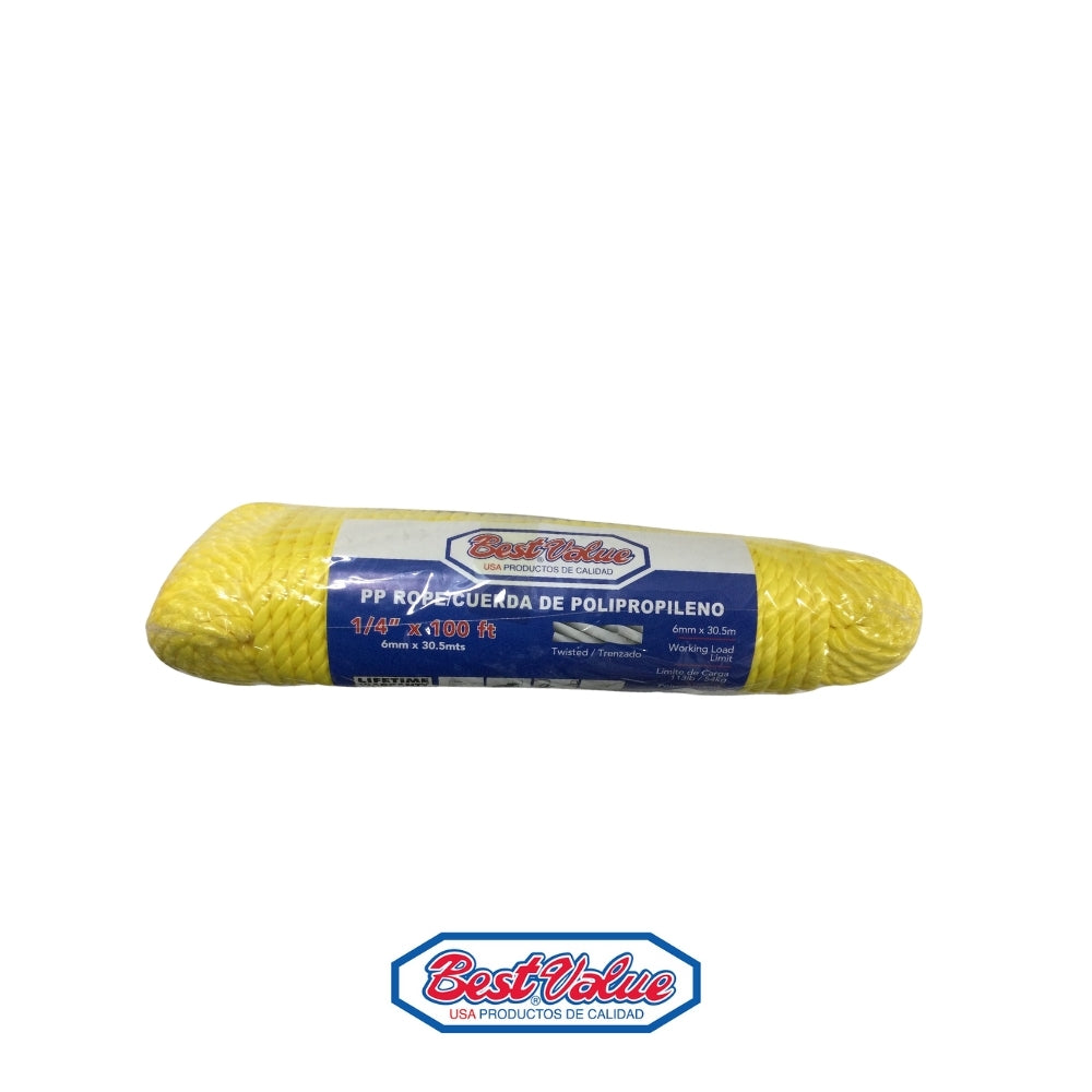SOGA DE POLYPROPILENO 1/4 PULGADAS X 100'