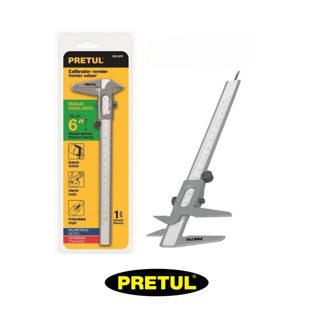 CALIBRADOR VERNIER DE ACERO  6 PULGADAS PRETUL