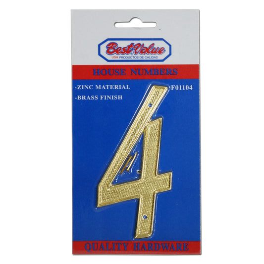 NUMERO PARA PUERTA  PULGADAS 4 PULGADAS  DORADO BEST VALUE