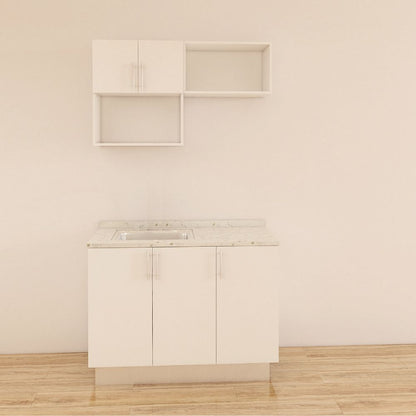 MUEBLE DE COCINA CON FREGADOR Y GABINETE AEREOS COLOR BLANCO YKL-CG-03/TH2242 IZQUIERDO 1.20M
