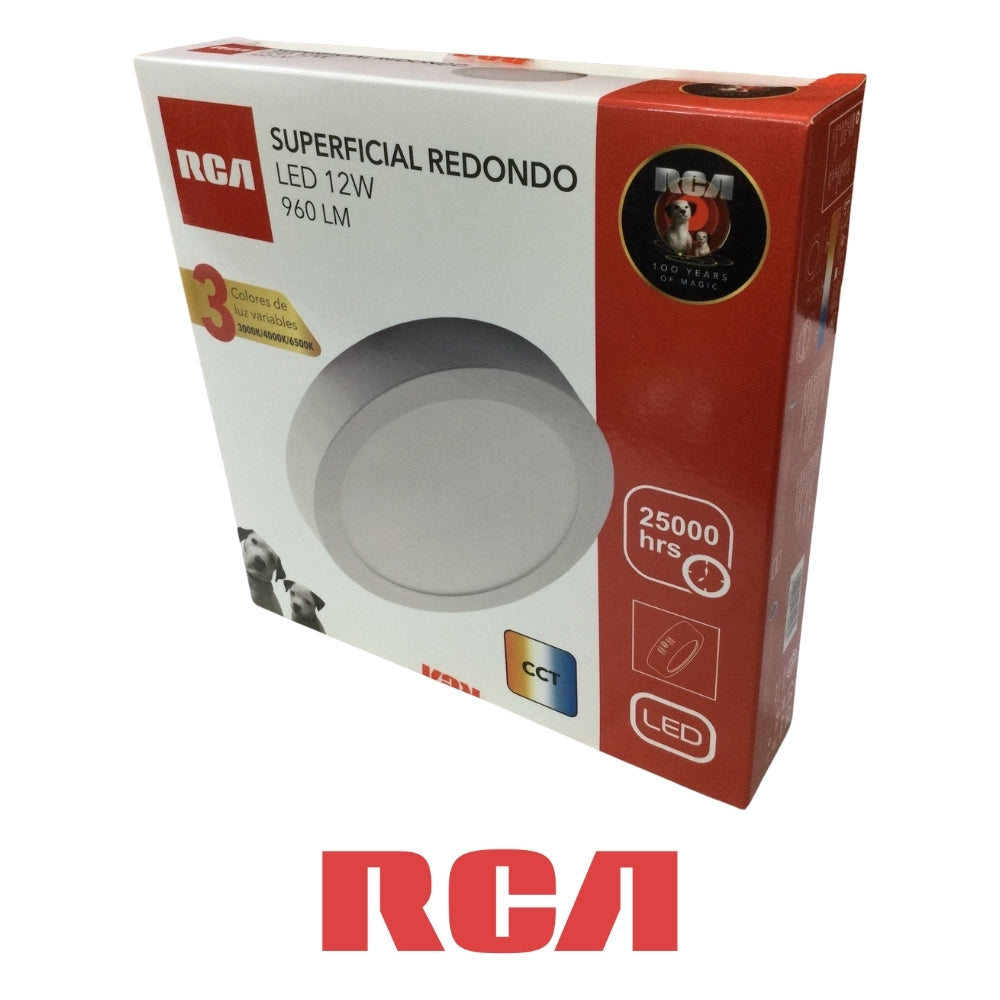 PANEL LED REDONDO SOBREPONER 12W 960LM 3000K/4000K/6500K 85-277V 175*36 MM RCA (RLCRLN12W)