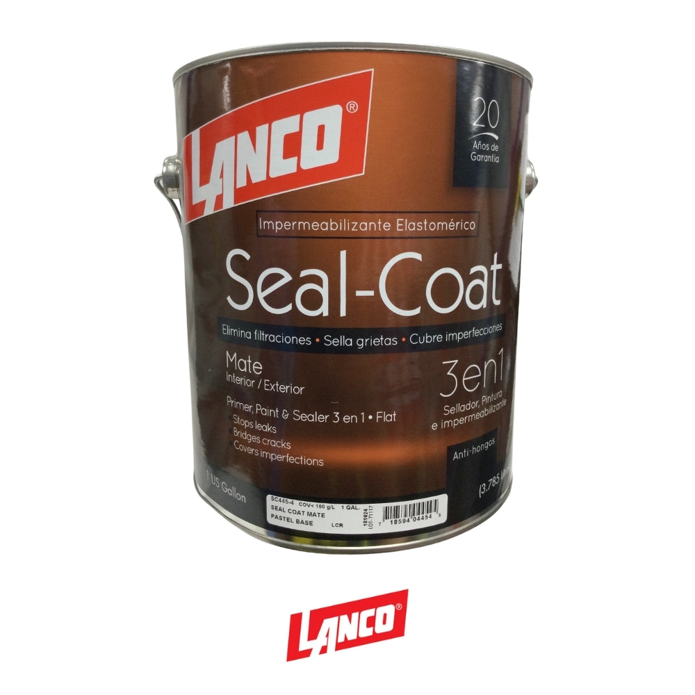 PINTURA IMPERMEABILIZANTE PARED EXTERIOR SEAL COAT BASE PASTEL GL SC445-4 LANCO