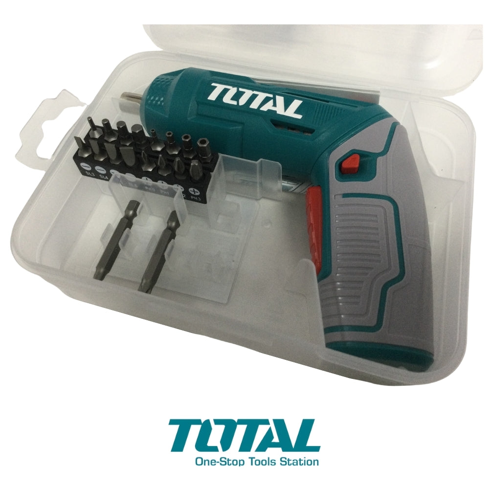DESTORNILLADOR INALÁMBRICO TOTAL 1/4 4V INCLUYE ACCESORIOS TOTAL TSDLI0442