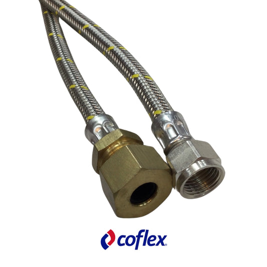 MANGUERA FLEXIBLE PARA GAS 3/8 PULGADAS FLARE X 1/2 PULGADAS REGULADOR 150CM EAG-L150