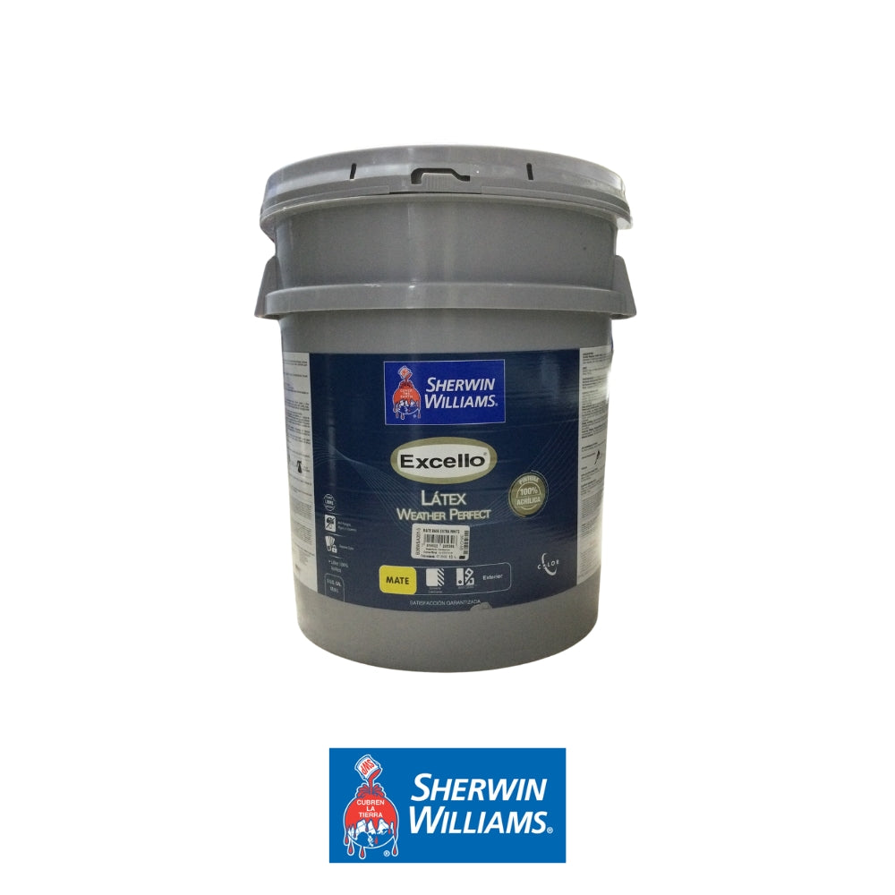 PINTURA LATEX MATE BASE EXTRA WHITE EXCELLO WEATHER PERFECT 5GL B36WSA351-5 SHERWIN WILLIAMS