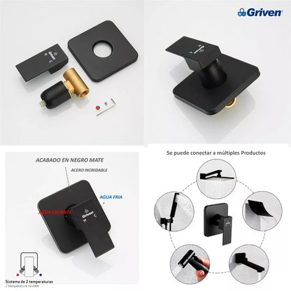 LLAVE DE DUCHA MONOMANDO NEGRA GRIVEN GV-WBA-3