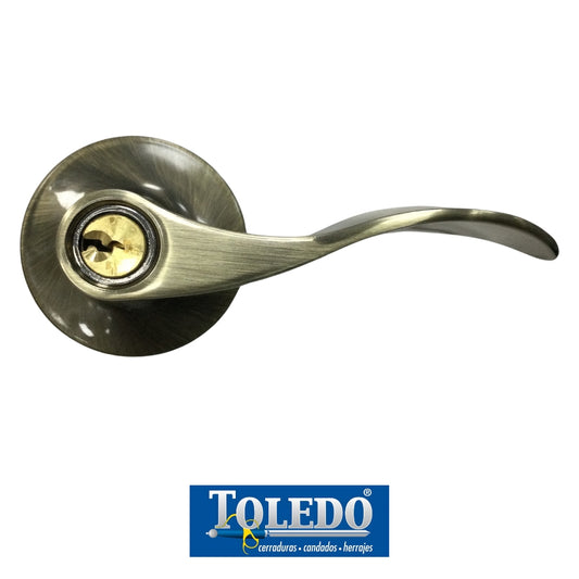 CERRADURA DE LEVER JAEN LLAVE-BOTN BRONCE ANTIGUO TOLEDO