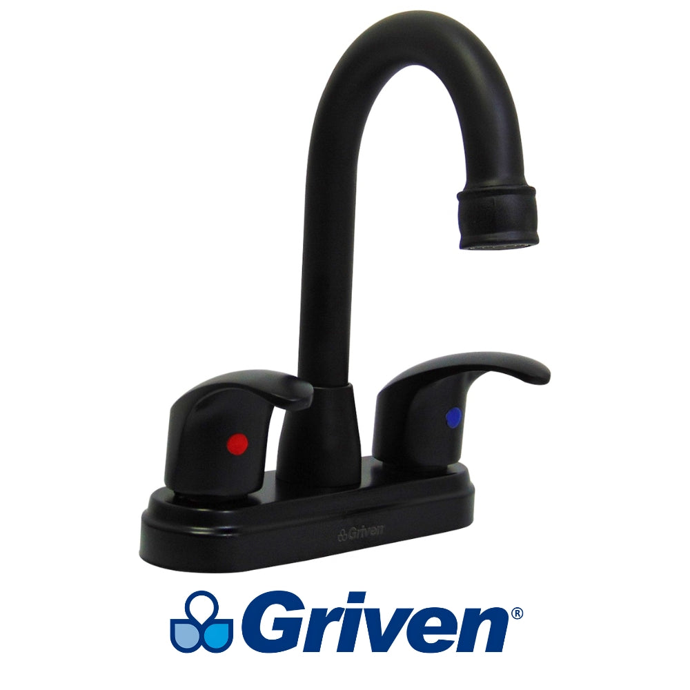 LLAVE DOBLE DE LAVAMANOS CUELLO TIPO BAR NEGRO GRIVEN GV-BF-1A