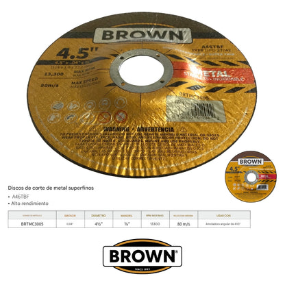 DISCO DE CORTE DE METAL SUPERFINO 4.5 IN X 3/64 X 7/8 IN