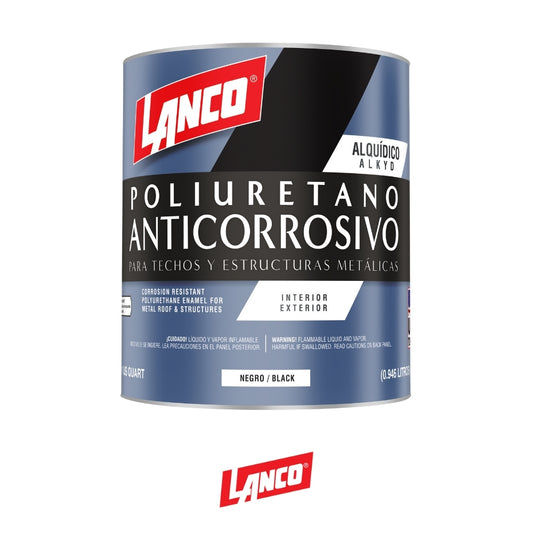 PINTURA ANTICORROSIVO POLIURETANO NEGRO 1/4 MM92-5 LANCO
