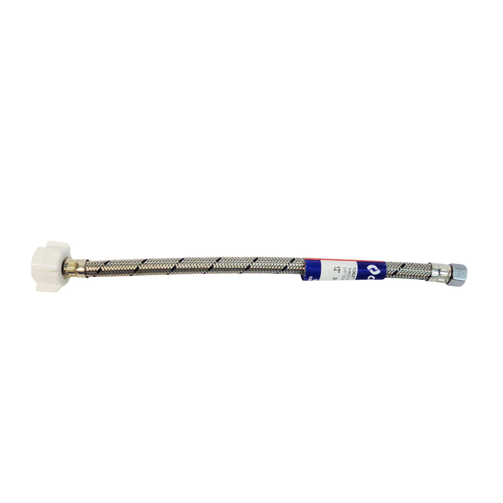 TUBO DE ABASTO PARA INODORO 3/8 PULGADASX12 PULGADAS ACERO COFLEX