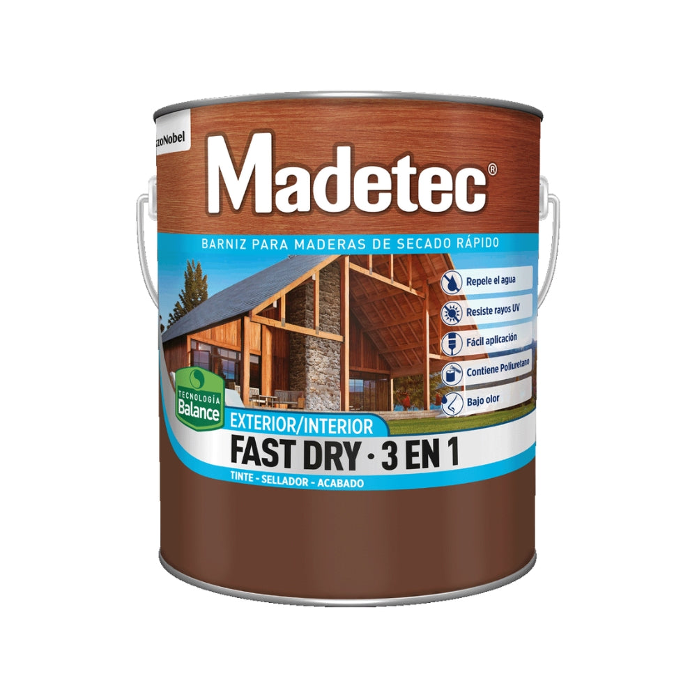 BARNIZ 3 EN 1 MADETEC FAST DRY ROBLE CLARO GL 9602 PINTUCO