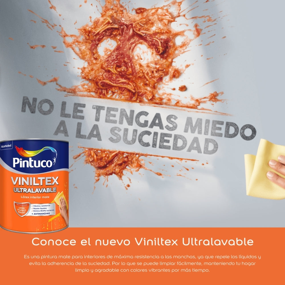 PINTURA VINILTEX ULTRALAVABLE MATE BLANCO 1/4 GL (0.946L) PINTUCO