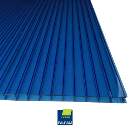 LAMINA DE POLICARBONATO ALVEOLAR 1.22m X 3.05m X 8mm (4 PIES X 10 PIES X 8mm) AZUL PALRAM