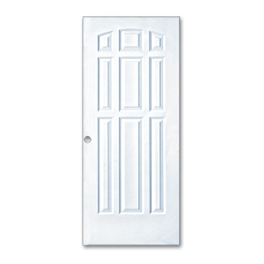 PUERTA DE METAL CON BASTIDOR DE MADERA 9 PANELES 3 PIES X 7 PIES BLANCA METALPRO