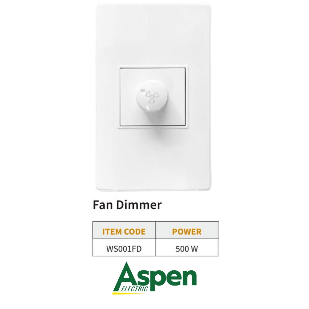DIMMER DE VENTILADOR BLANCO CON TAPA 500W ASPEN