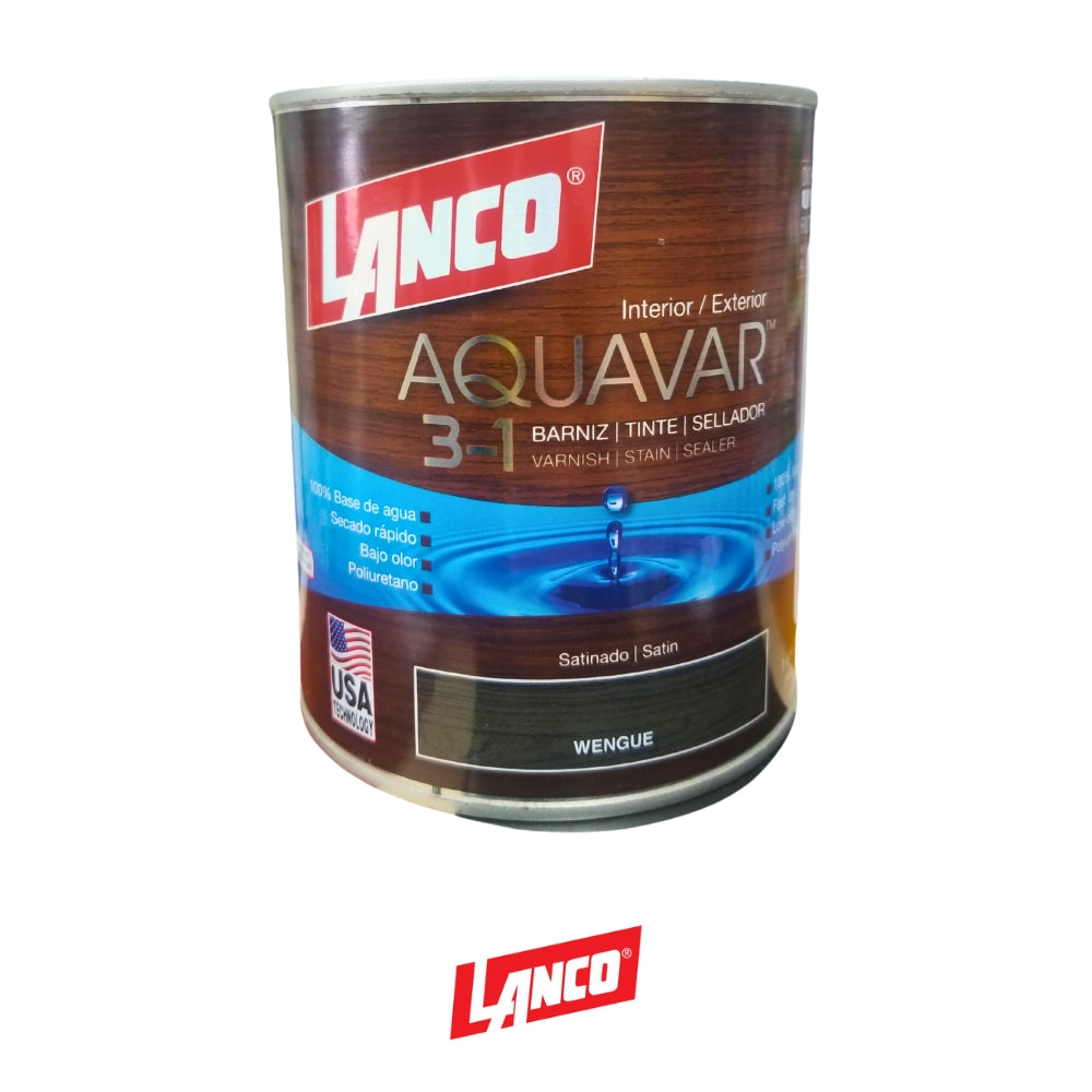 BARNIZ 3 EN 1 AQUAVAR COLOR WENGUE 1/4 GL AQ1364-5 LANCO