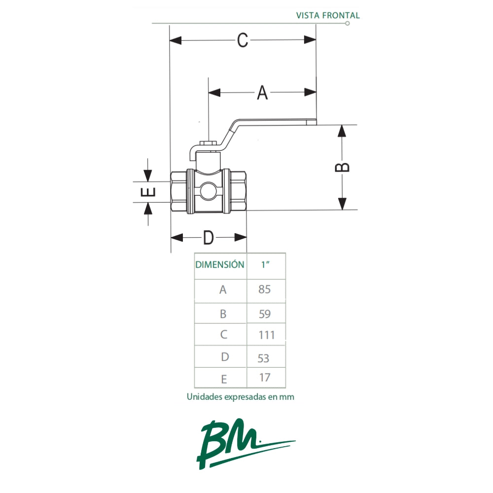 LLAVE DE BOLA 3/4 PULGADAS CROMADA BM-VB3/4