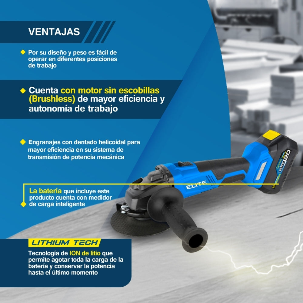 PULIDORA INALAMBRICA BRUSHLESS 5 IN 20V 10.000RPM  1 BATERIA 5A ELITE