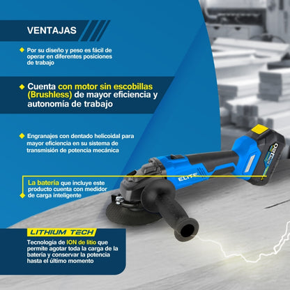 PULIDORA INALAMBRICA BRUSHLESS 5 IN 20V 10.000RPM  1 BATERIA 5A ELITE