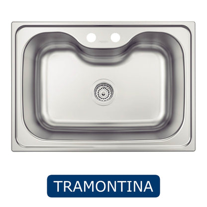 FREGADOR DE EMPOTRAR MORGANA SENCILLO ACERO INOXIDABLE SATINADO 69 CM X 49 CM TRAMONTINA 93806122