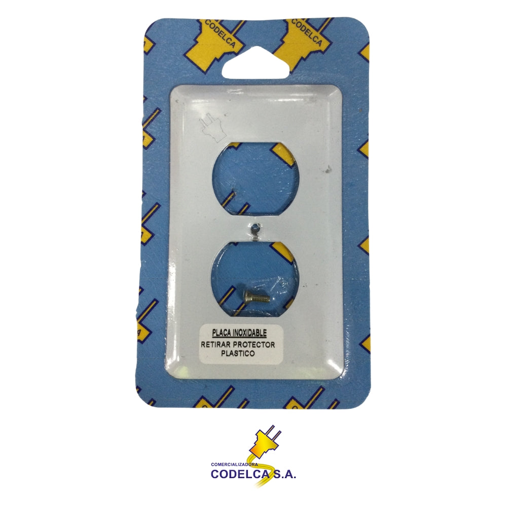 TAPA PARA TOMACORRIENTE DOBLE ACERO INOXIDABLE