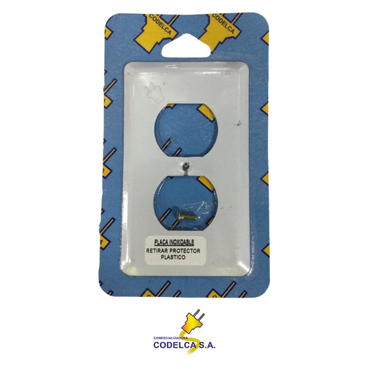 TAPA PARA TOMACORRIENTE DOBLE ACERO INOXIDABLE