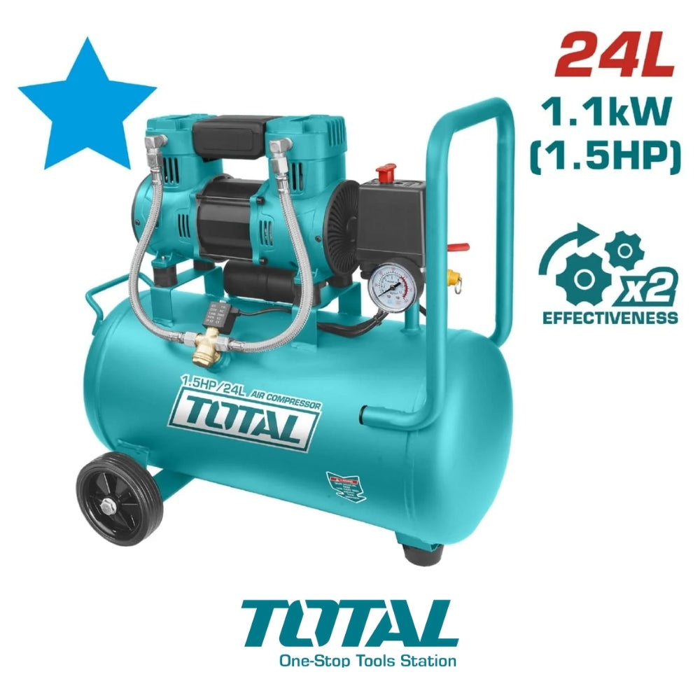 COMPRESOR DE AIRE TOTAL 24L 1.5 HP SIN ACEITE TOTAL UTCS1110242
