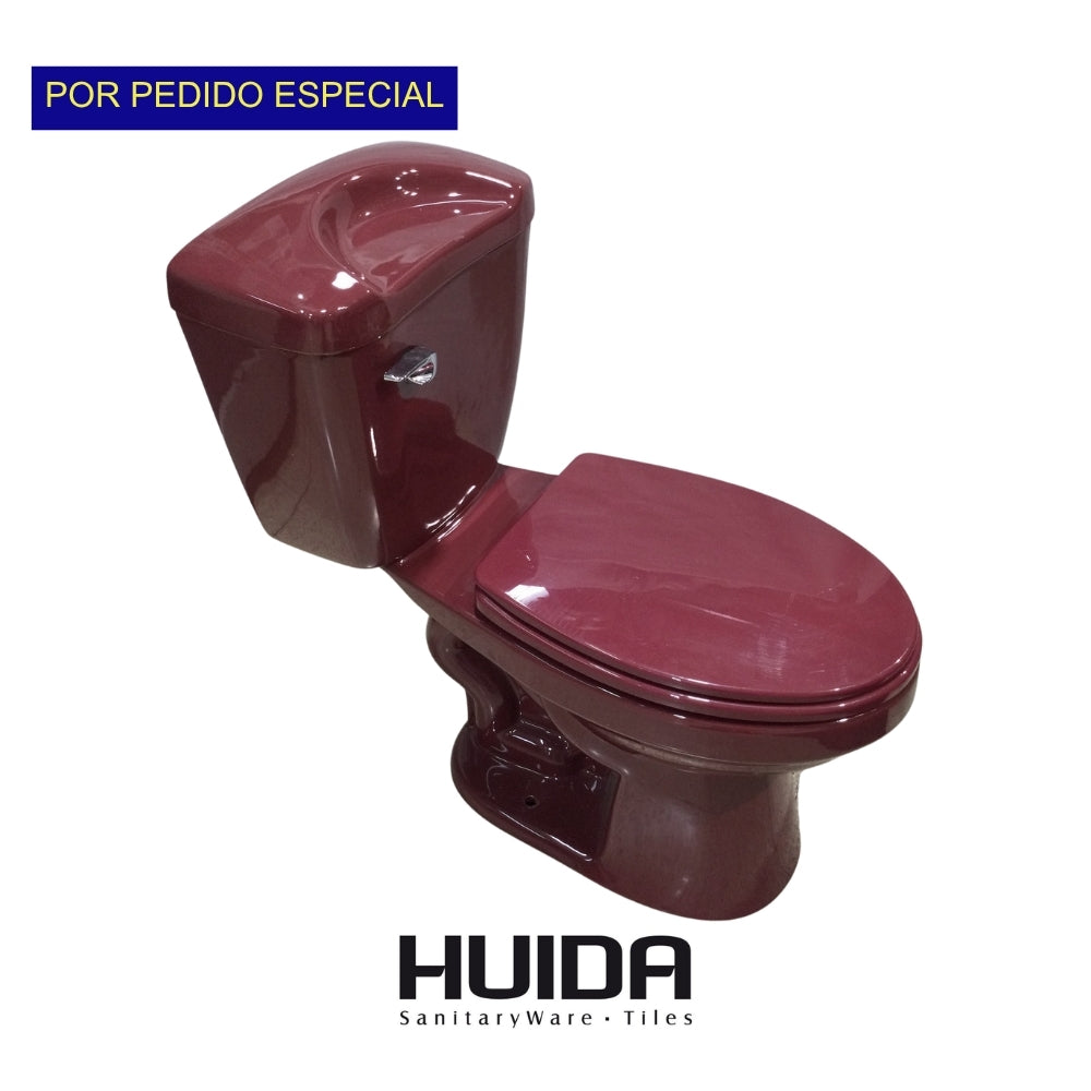 INODORO DOS PIEZAS ELONGADO COLOR ROJO HUIDA