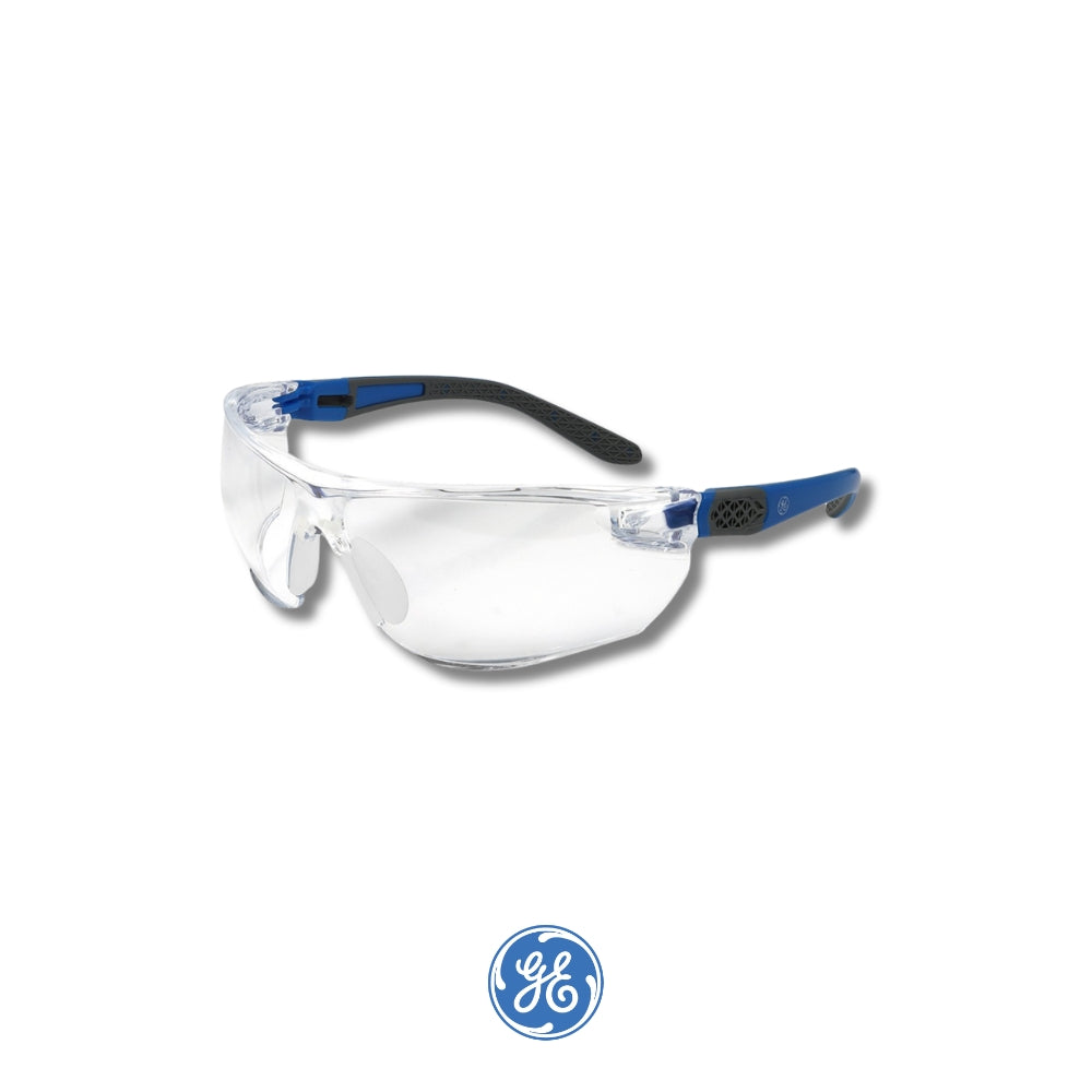 LENTE DE SEGURIDAD ANTI EMPAÑO / RESISTENTE A RAYADURAS SERIE 02 GE202CAF DE COLOR GRIS Y AZUL ANSI Z87.1