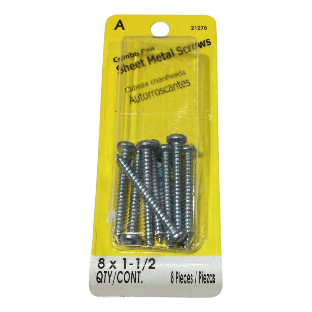 TORNILLO PARA LAMINA COMBO PAN HEAD ZINCADO #8 x 1-1/2 PULGADAS